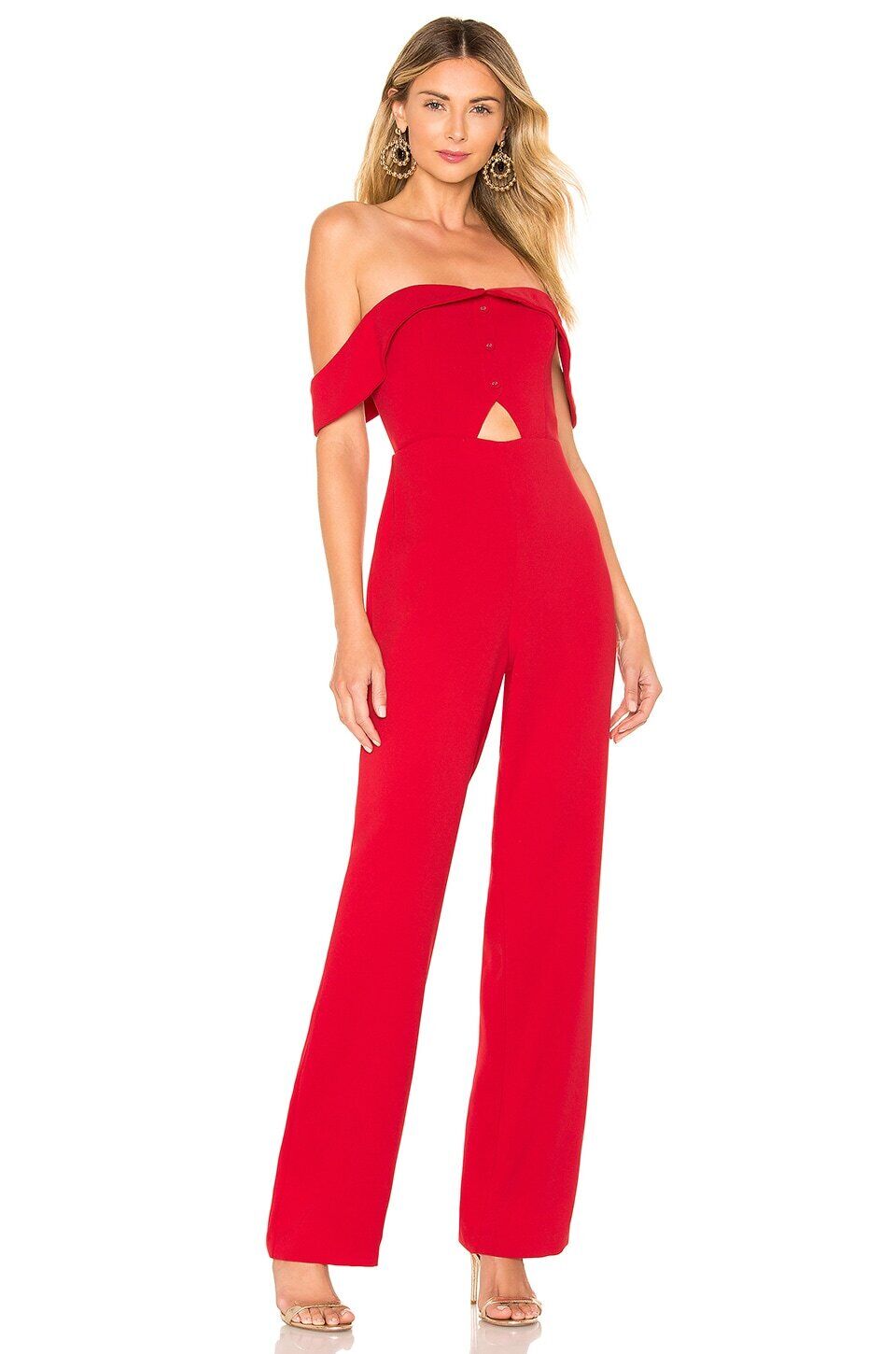 L'Academie Leah Front Keyhole designed Jumpsuit in Red – FAMOUS