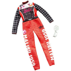 Barbie Race Car Coveralls With Trophy - Black & Red