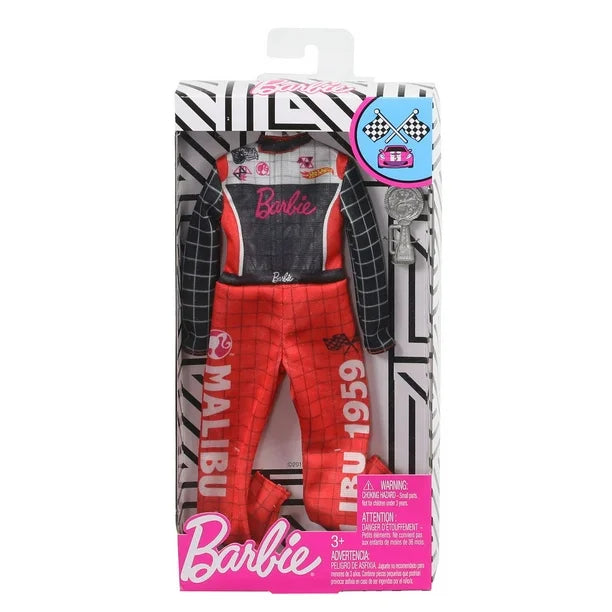 Barbie Race Car Coveralls With Trophy - Black & Red