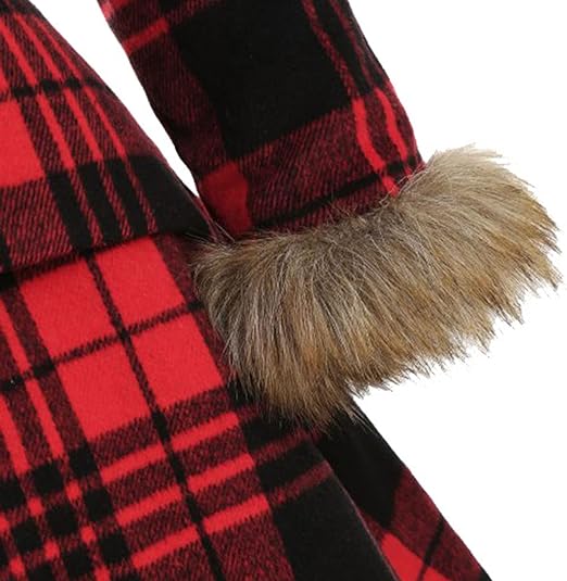 CELLABIE Red Plaid Faux Fur-Trim Hooded Toggle Parka