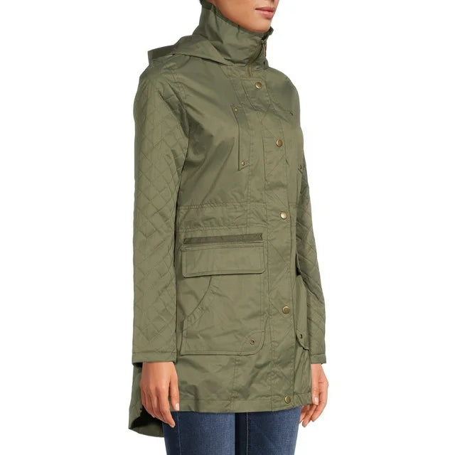 Yoki Olive Quilted-Sleeve Anorak