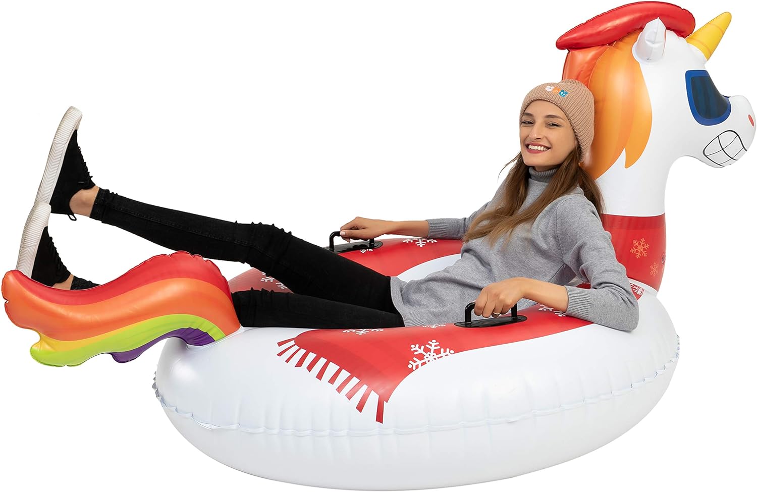 Inflatable Unicorn Snow Tube 47-Inch Heavy-Duty