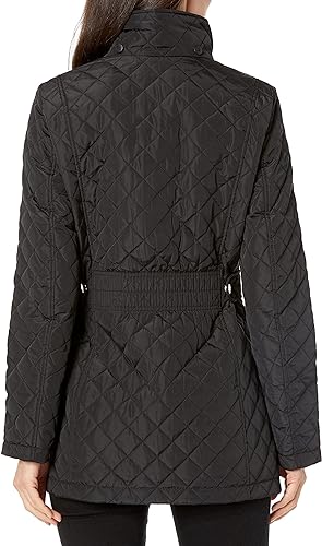 Weatherproof Black Walker Faux Fur-Hooded Quilted Jacket