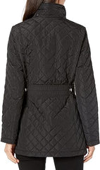 Weatherproof Black Walker Faux Fur-Hooded Quilted Jacket