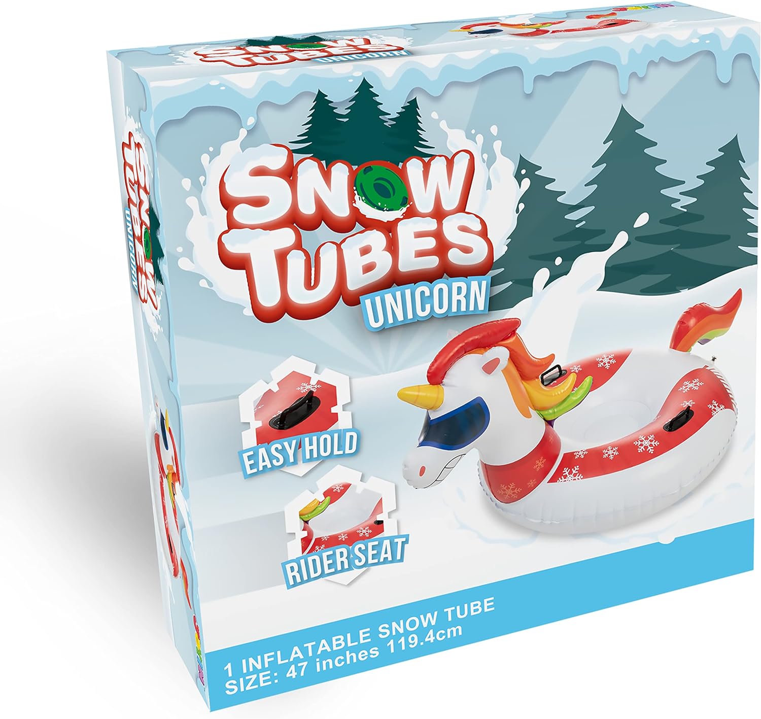 Inflatable Unicorn Snow Tube 47-Inch Heavy-Duty