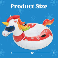 Inflatable Unicorn Snow Tube 47-Inch Heavy-Duty