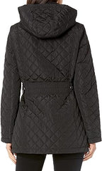 Weatherproof Black Walker Faux Fur-Hooded Quilted Jacket