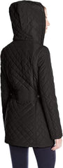 Weatherproof Black Walker Faux Fur-Hooded Quilted Jacket