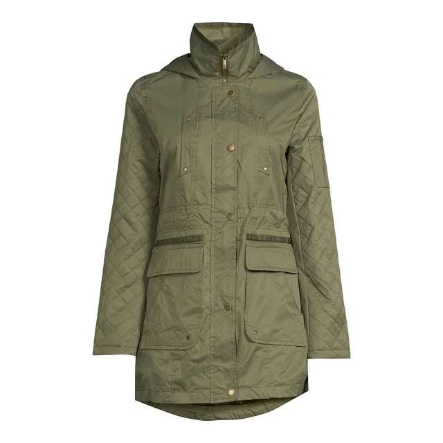 Yoki Olive Quilted-Sleeve Anorak