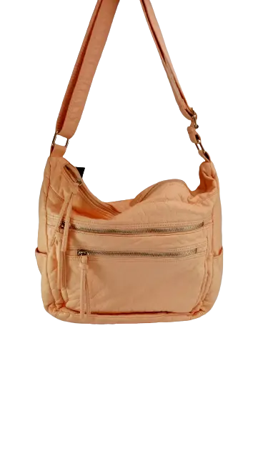 Bueno Peach Washed Ostrich Shoulder Bag