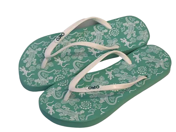 Diva Aqua & White Lizard Dot Pattern Flip Flops