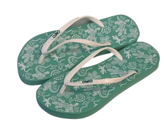 Diva Aqua & White Lizard Dot Pattern Flip Flops