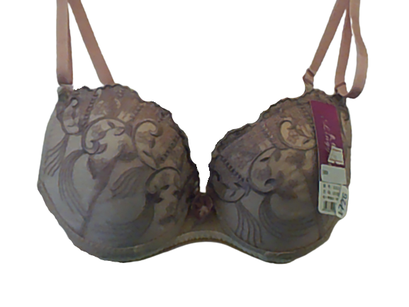 Lingyuli Pink Peach Tan Lace Covered Bra With Bow