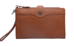 Giani Bernini Genuine Leather Wallet Wristlet - Cognac