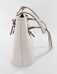 Giani Bernini Plaid Embossed Tote in Winter White with Silver Hardware