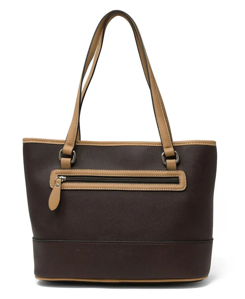 Giani Bernini Saffiano Tote in Chocolate with Silver-Tone Hardware