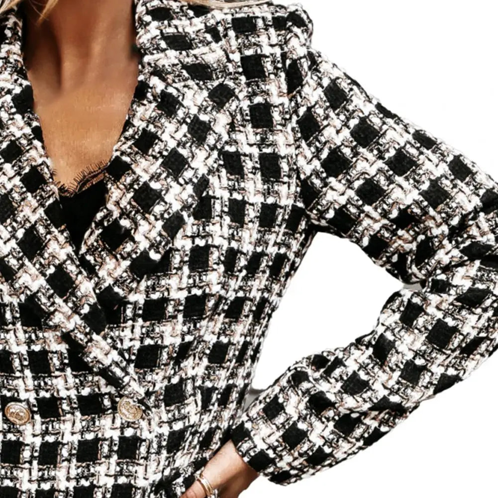 Coeur de Vague Black & White Plaid Longline Blazer