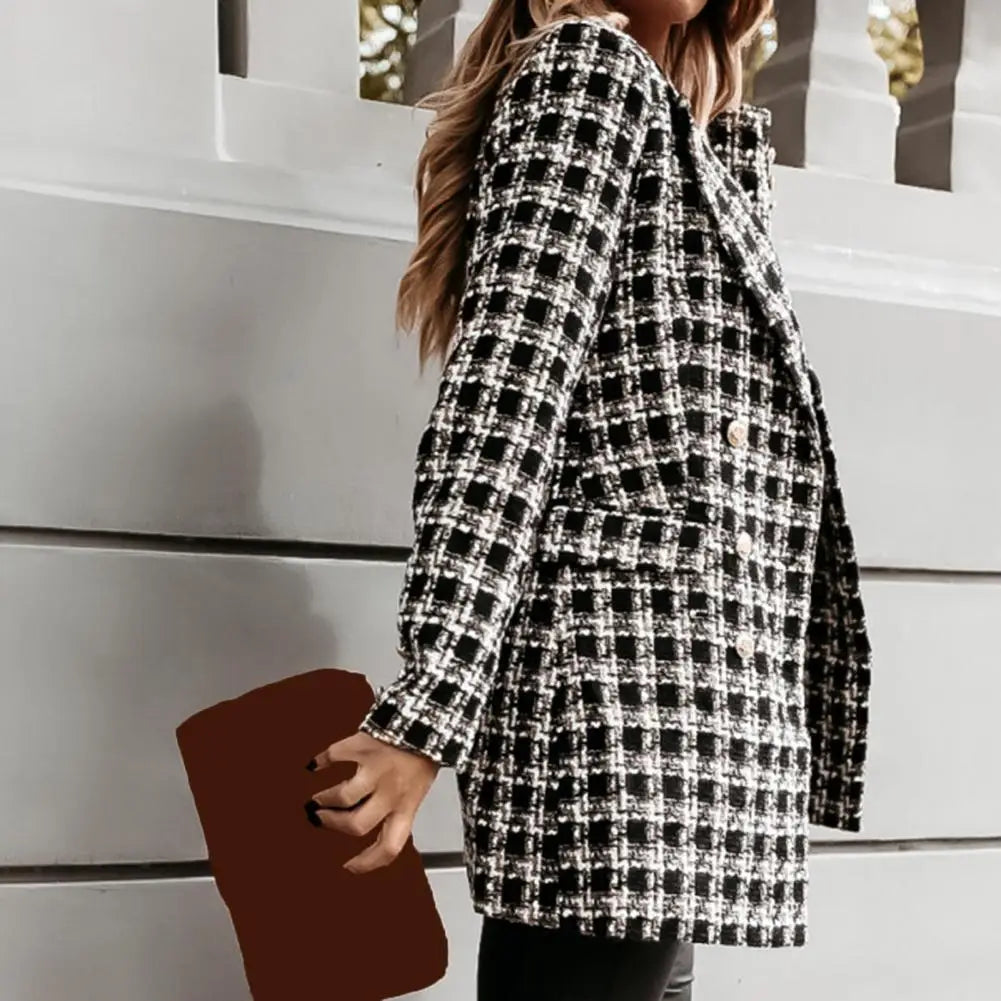 Coeur de Vague Black & White Plaid Longline Blazer