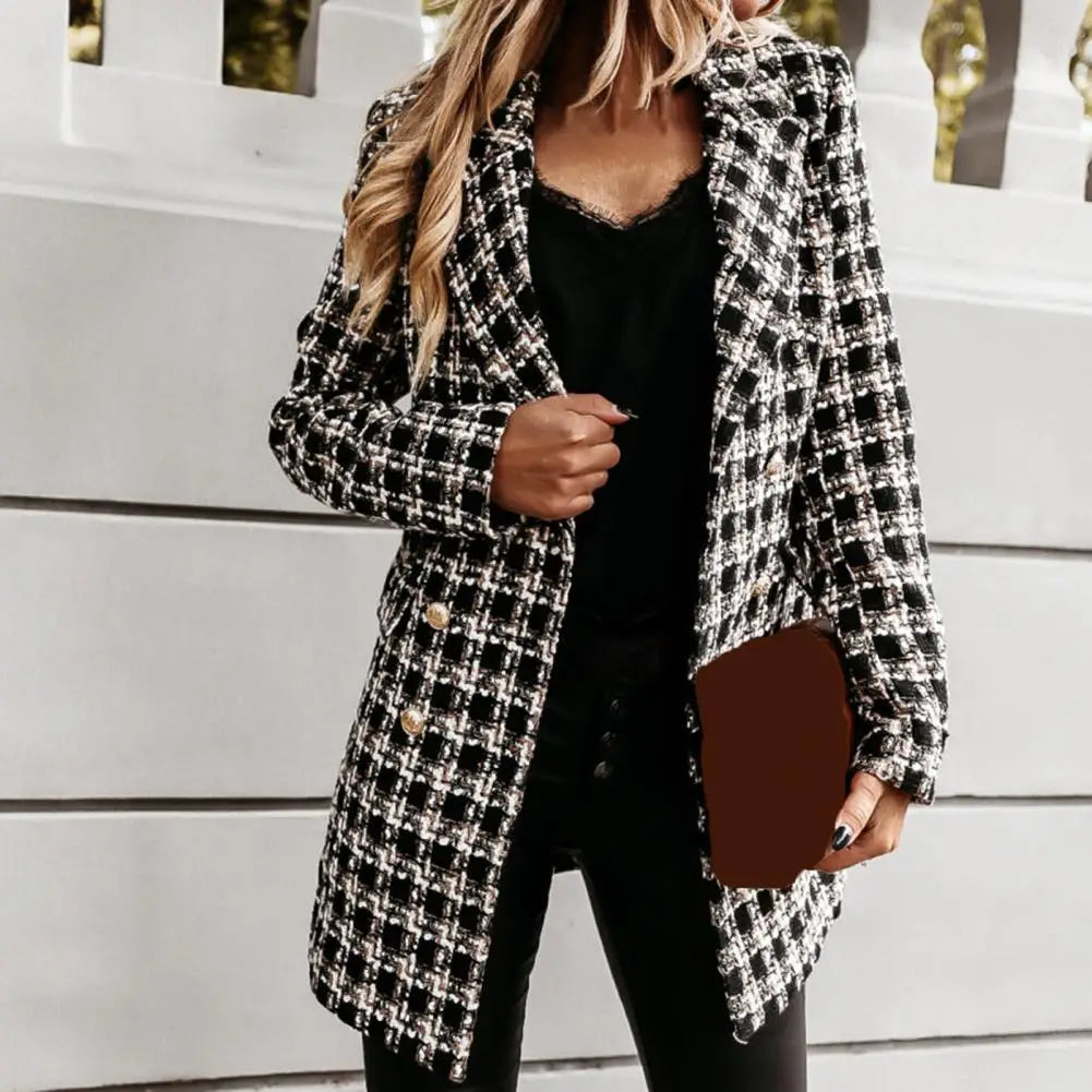 Coeur de Vague Black & White Plaid Longline Blazer