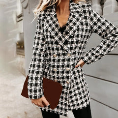 Coeur de Vague Black & White Plaid Longline Blazer