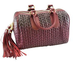 Handbag Republic Ombre Maroon Chevron Pattern Dragon Skin Duffle Satchel