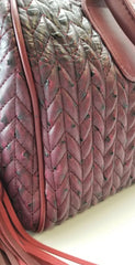 Handbag Republic Ombre Maroon Chevron Pattern Dragon Skin Duffle Satchel