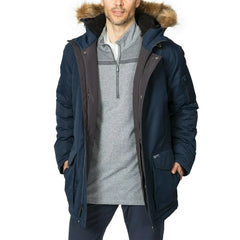 Hawke & Co. Outfitter Men's Logan Faux-Fur-Trim Parka Navy Blue