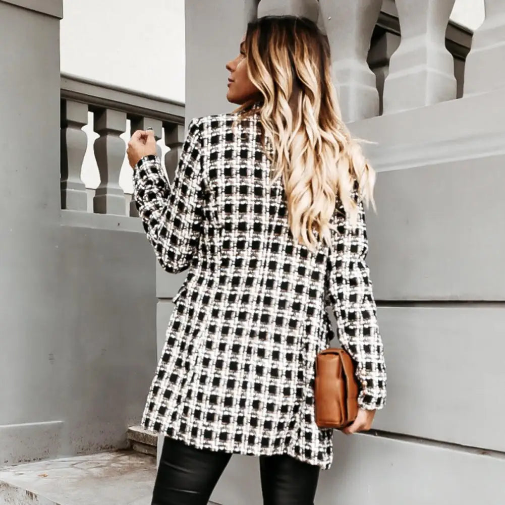 Coeur de Vague Black & White Plaid Longline Blazer