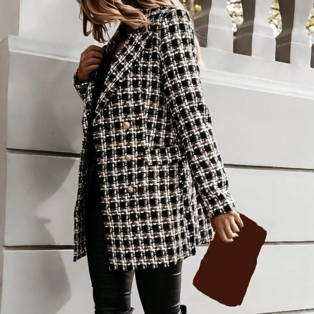 Coeur de Vague Black & White Plaid Longline Blazer