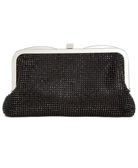 INC International Concepts Rhinestone Mesh Clutch Black with Silver Accents and Chain Strap