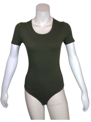 Zenana Premium Women’s Army Green Leotard with Snaps, Size Small