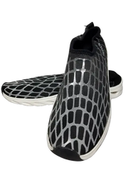 Lekuni Black & White Silver Striped Slip on Athletic Shoes