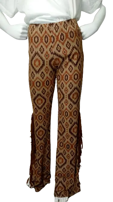 Yoyo 5 Girls’ Brown “Native” Pattern Leggings, Youth Medium