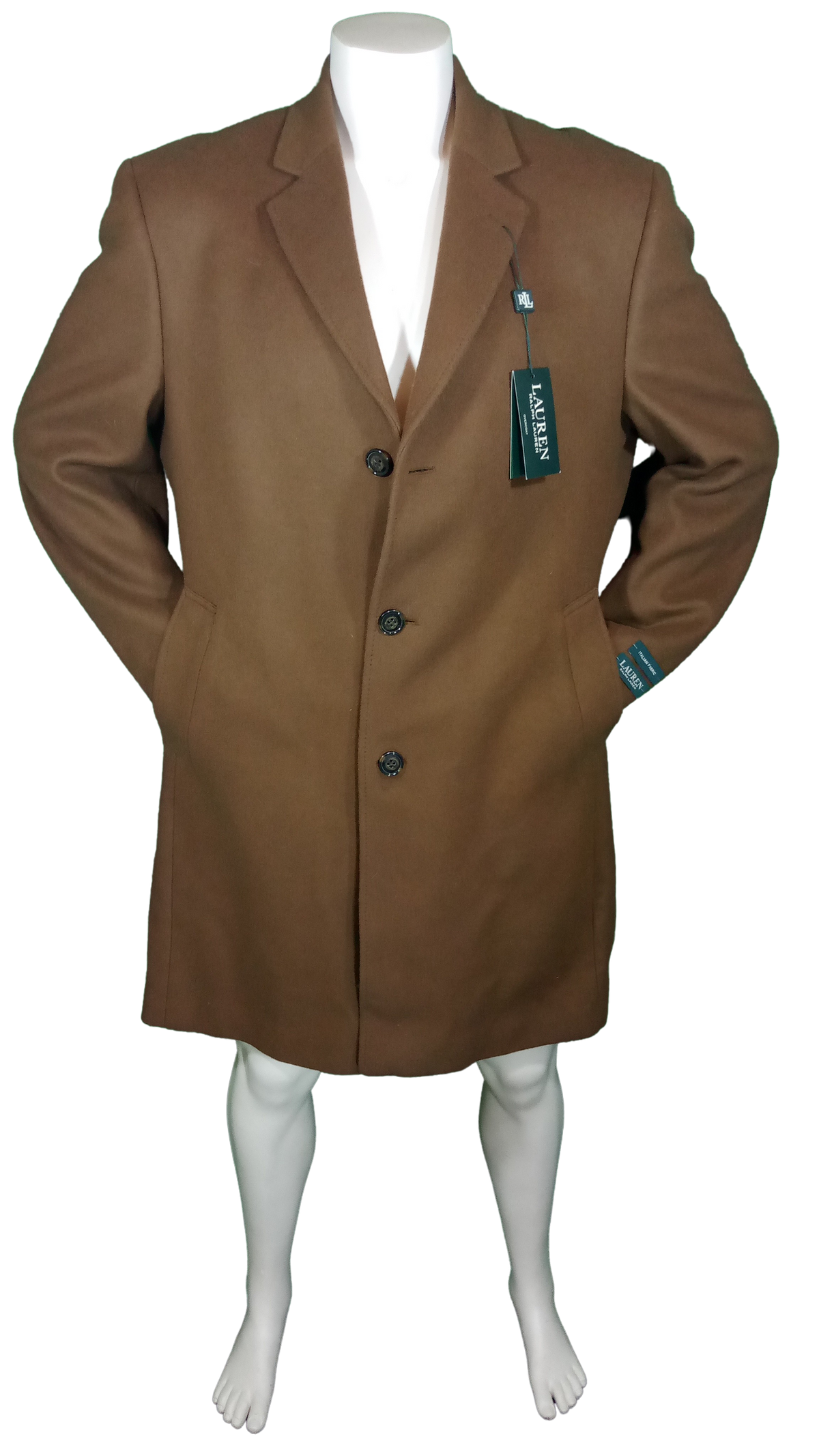 Lauren Ralph Lauren Men's Luther Luxury Blend Overcoat in Vicuna Brown