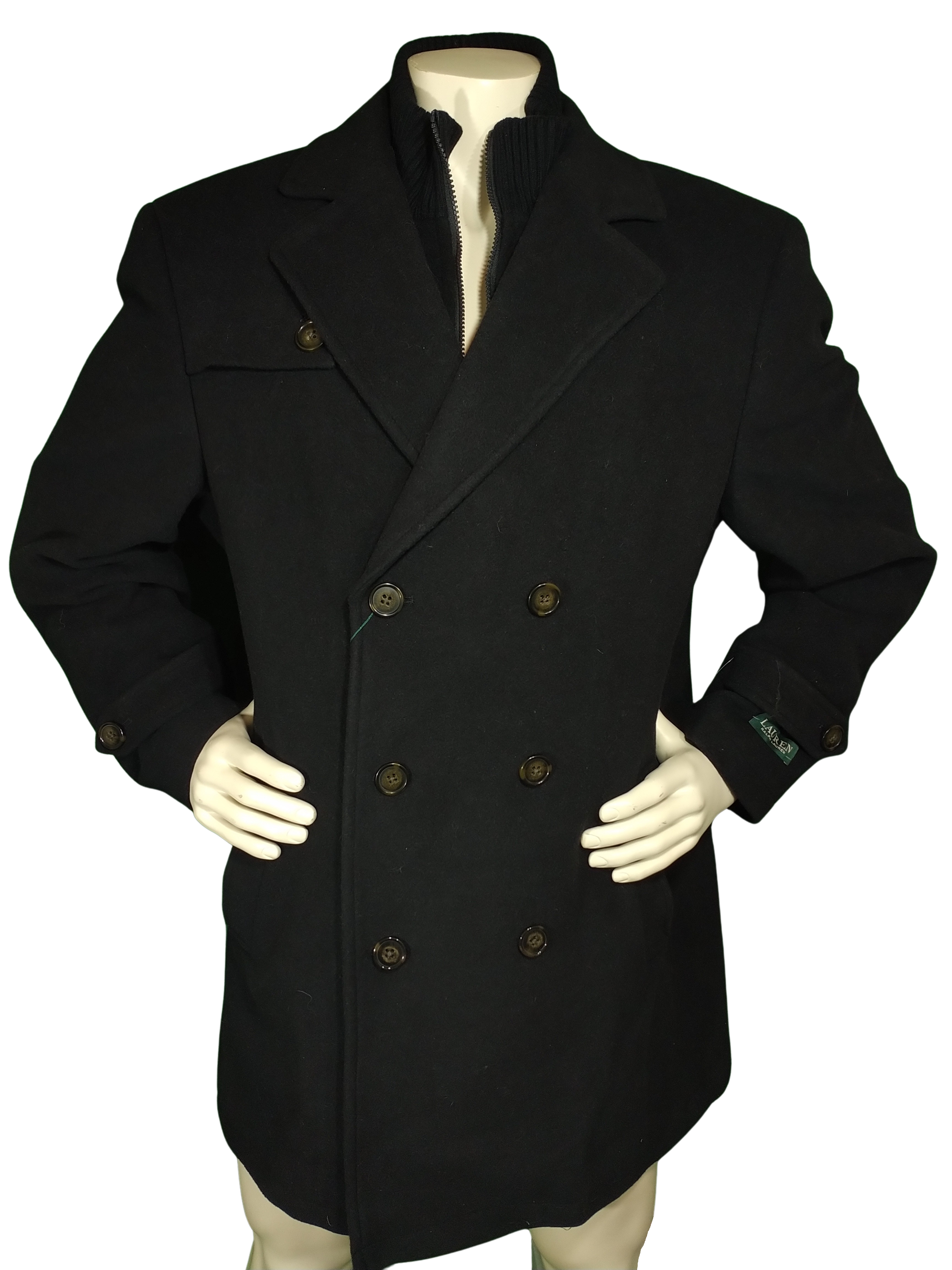 Lauren Ralph Lauren Wool Blend Naval Military Pea Coat Navy