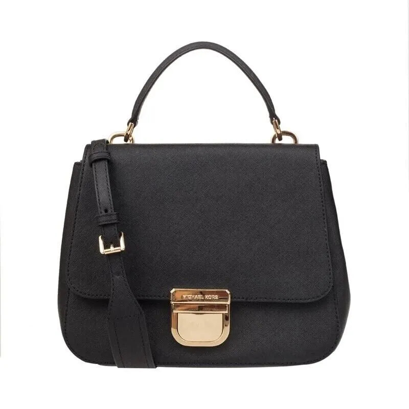 Michael Kors Bridgette Medium Top Handle Saffiano Leather Messenger Bag in Black