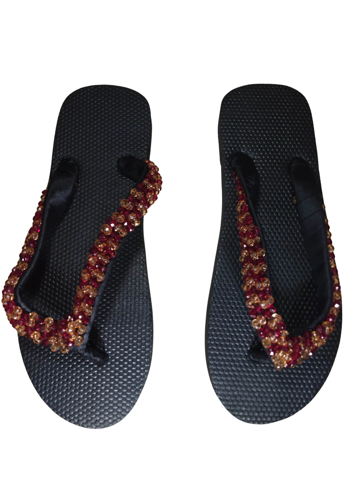 Beaded Unisex Flip Flop Red Peach Size 11