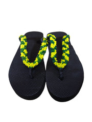 Beaded Unisex Flip Flop Yellow Green Size 11