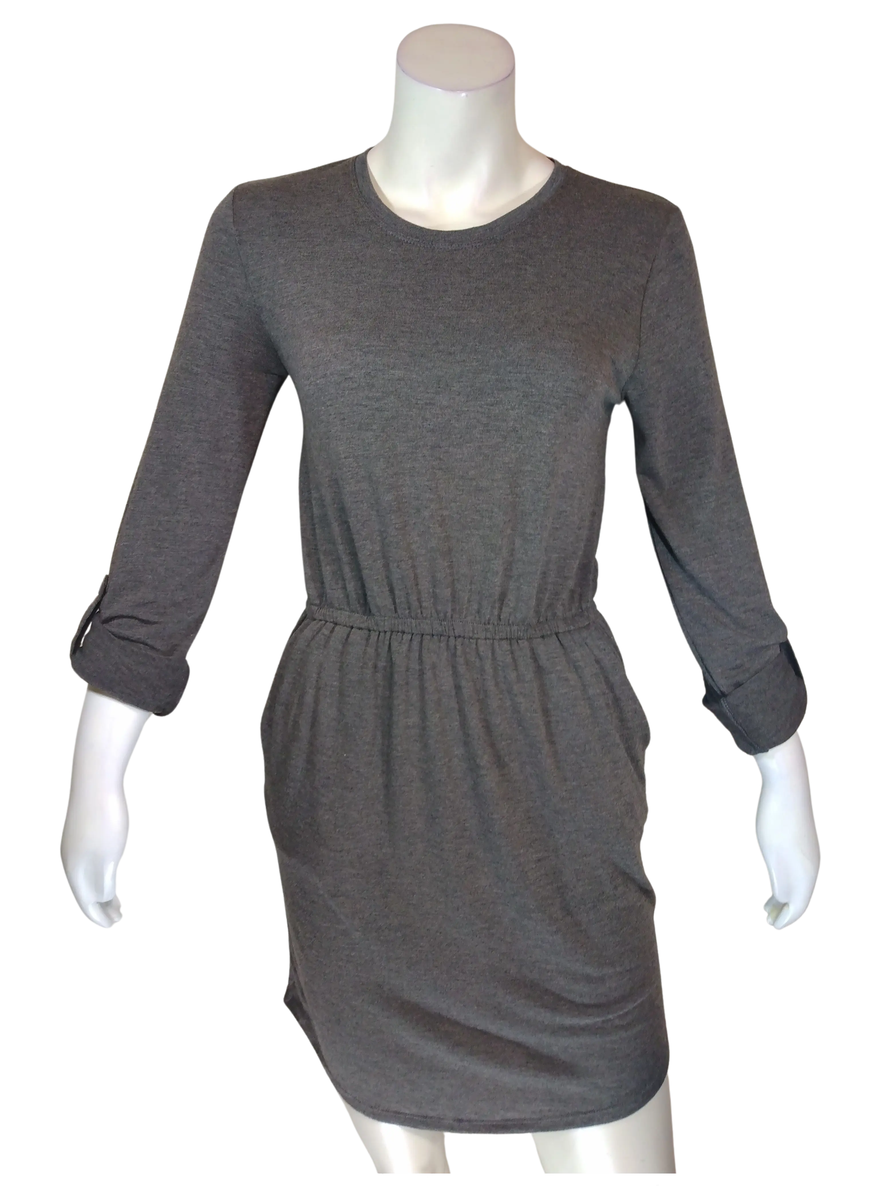 Zenana Outfitters Women’s Grey Dress with Pockets, Size Small