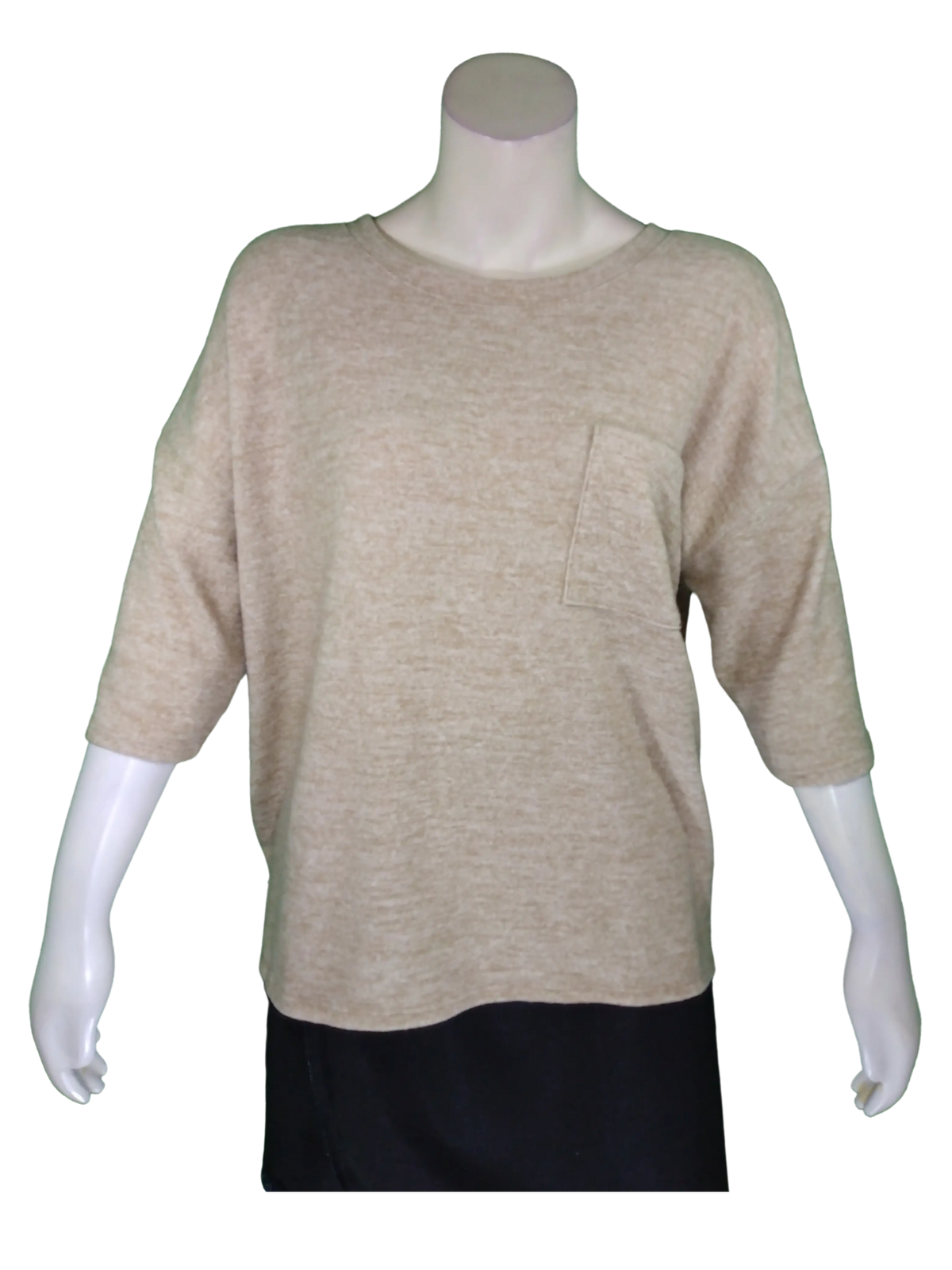 Zenana Outfitters Women’s Tan 1/2 Sleeve Top, Size Medium