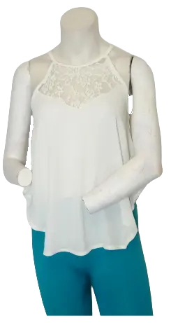 Zenana Outfitters Women’s White Top with Lace, Size Small