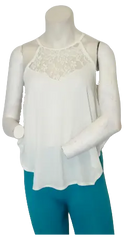 Zenana Outfitters Women’s White Top with Lace, Size Small