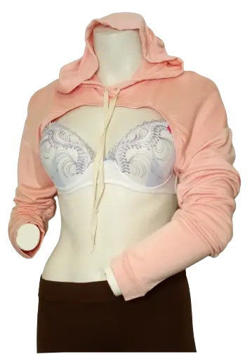 Glitz Women’s Peach Crop Top Hoodie, Size Small