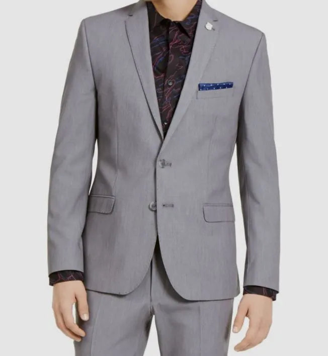 Nick Graham Men's Slim-Fit Stretch Solid Suit Grey