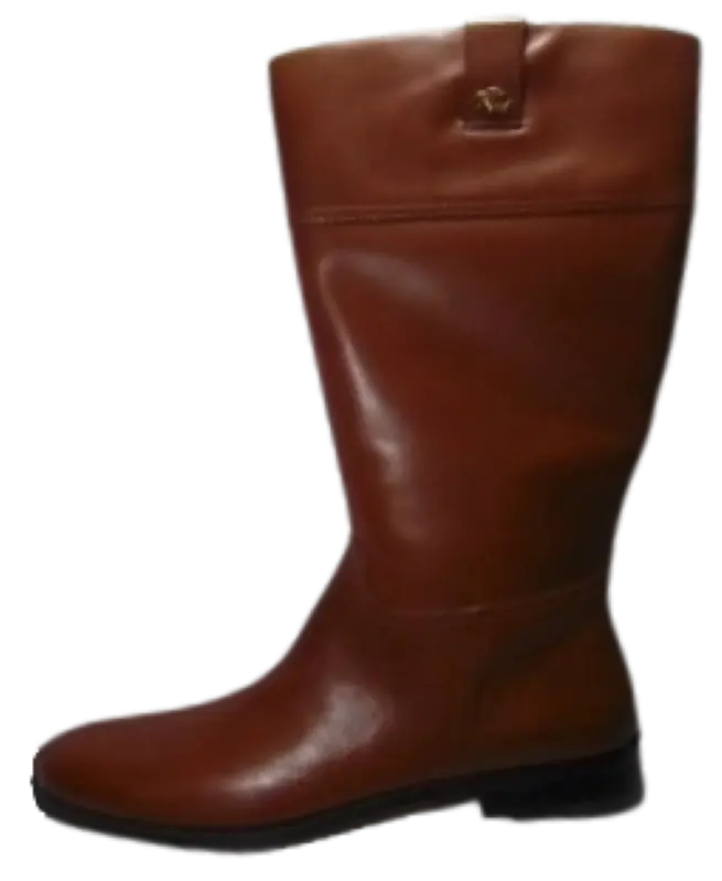 Ralph Lauren Burnished Leather Calf Tall Boots Polo Tan