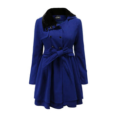 Camisa Navy Faux Fur-Trim Trench Coat