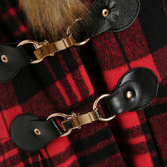 Camisa Red Plaid Faux-Fur Coat