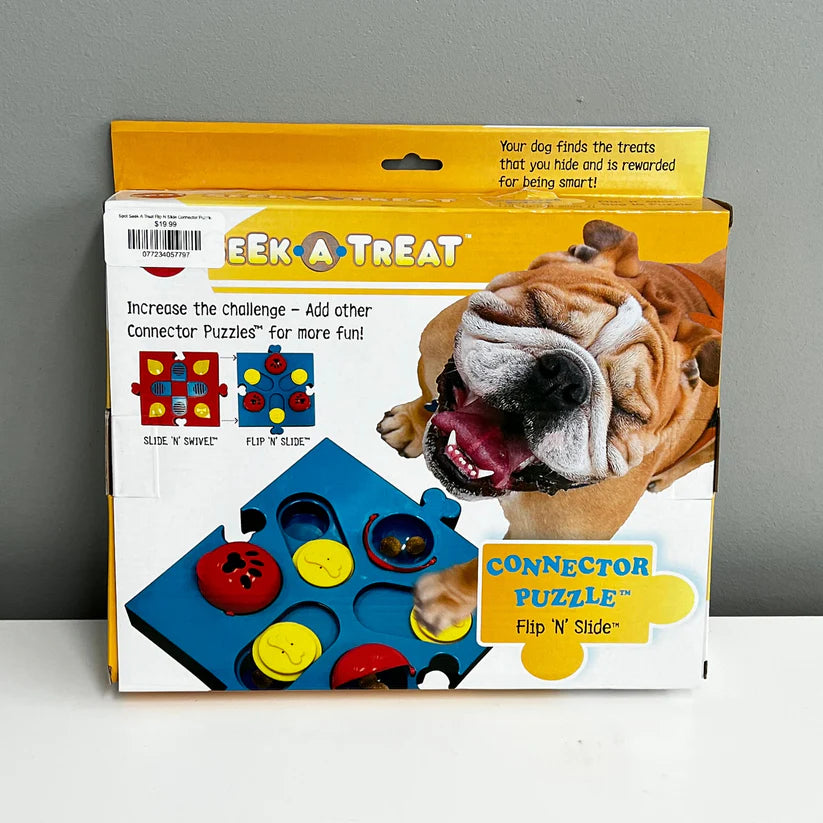 Spot Seek-A-Treat Flip 'N Slide Connector Puzzle Interactive Dog Treat and Toy Puzzle