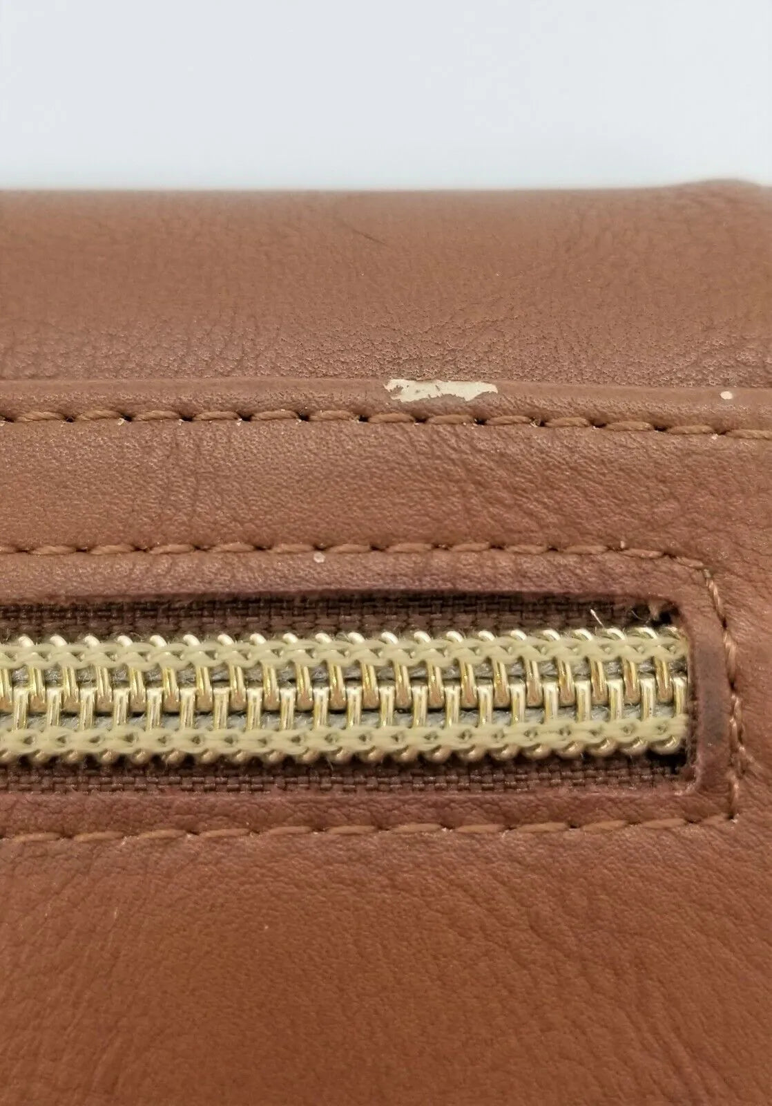 Style & Co Brown Leather Clutch Wallet with Gold Hardware