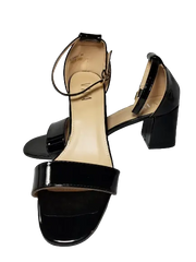 Viva Black & Cream Patent Wedge Heels with Buckle